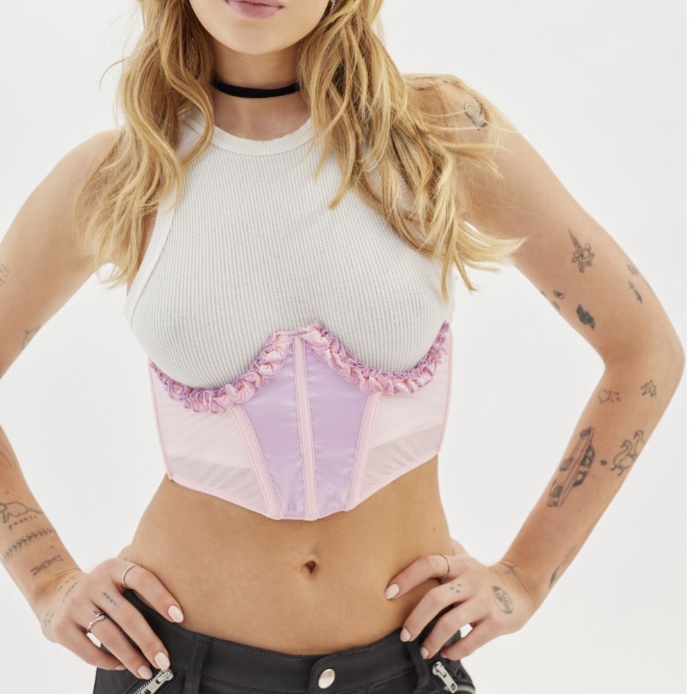 Out from Under Tease Cupless Under Bust Corset Pink Lilac